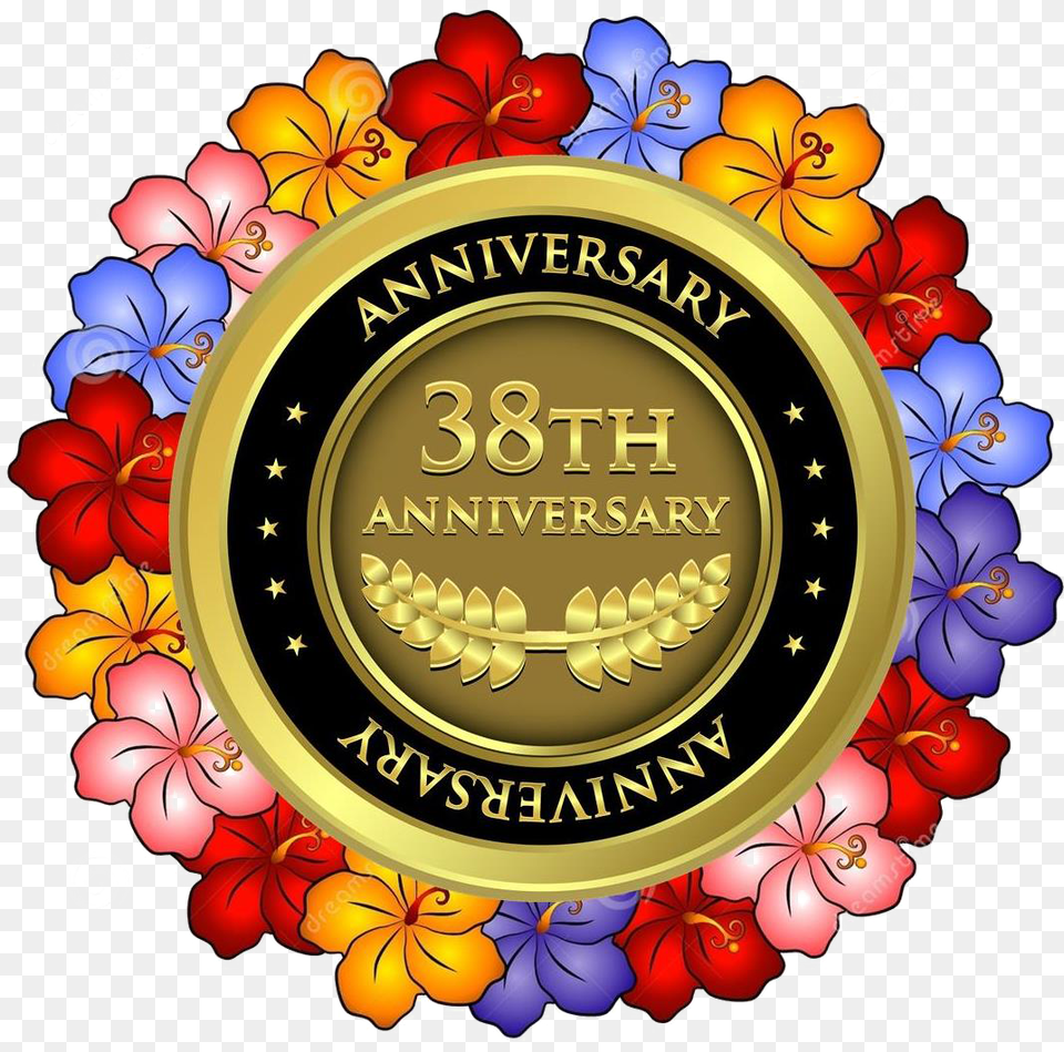 Download 38 Anniversiary Lei Hawaiian Flowers 11th Anniversary 11th Logo, Gold, Can, Tin, Coin Png Image