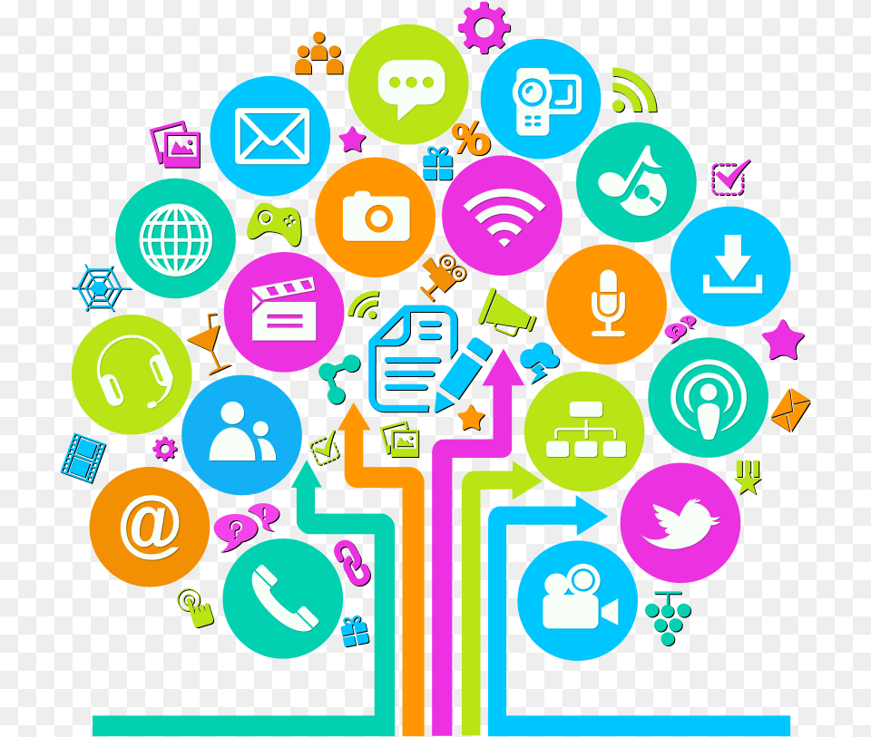 Download Social Media Tree Icon Internet And Digital Media, Art, Graphics, Scoreboard Png Image