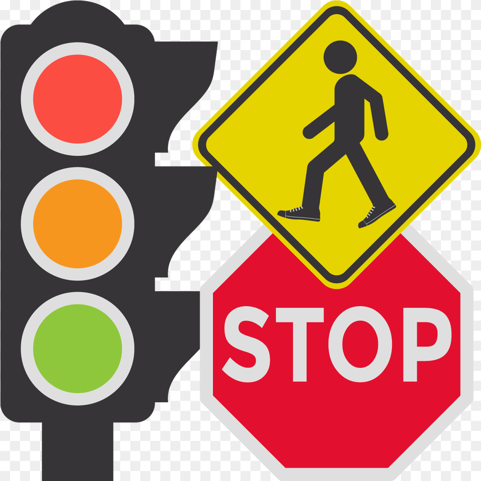 A Traffic Light Stop Sign Traffic Light And Stop Sign, Road Sign, Symbol, Person, Stopsign Free Png Download