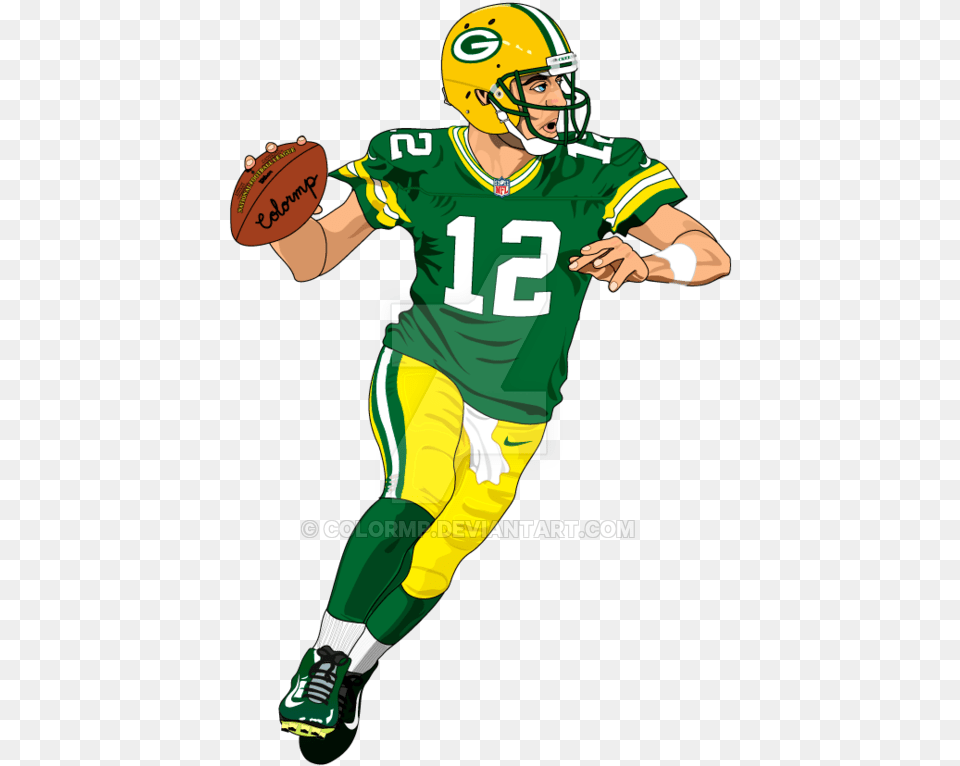 Aaron Rodgers American Football Player Draw A Football Player Nfl, Helmet, American Football, Playing American Football, Person Free Png Download