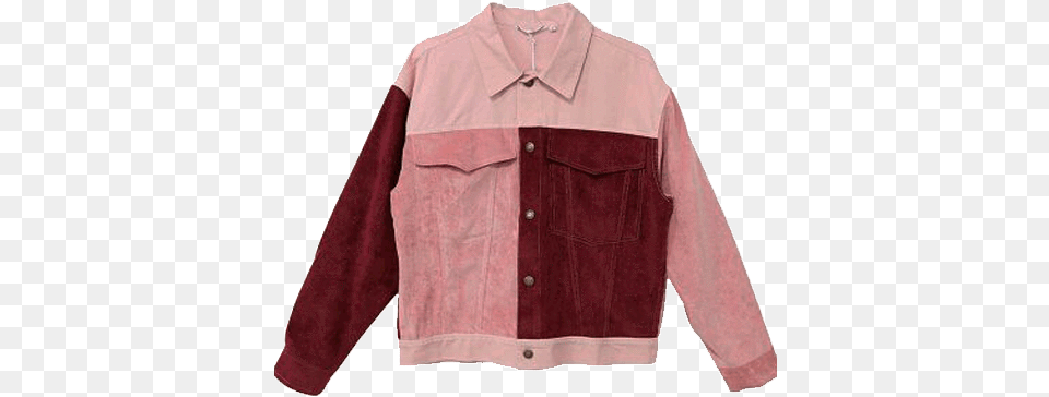 Download Aesthetic Clothes And Image Pink And Red Pink Patch Denim Jacket, Clothing, Coat, Long Sleeve, Shirt Png