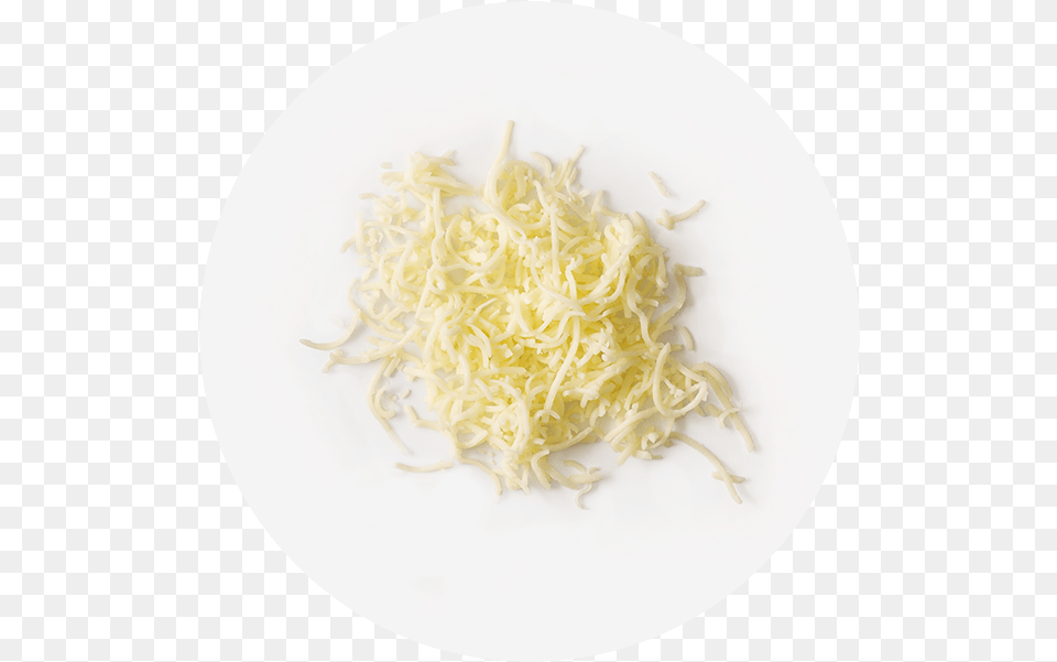 Download Aged Cheddar Cheese Shredded Cheese Circle Full Grated Cheddar, Plate, Food, Noodle Free Png
