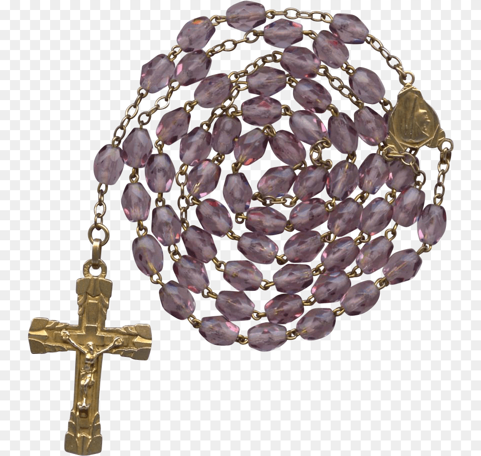 Download Amethyst Clipart Amethyst Rosary Purple Cross, Accessories, Symbol, Jewelry, Necklace Png Image