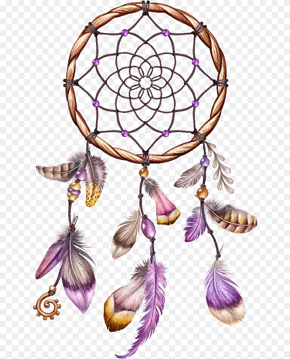 Download And Dreamcatcher Illustration Watercolor Frames Dream Catcher Boho Clipart, Accessories, Jewelry, Earring, Purple Free Transparent Png