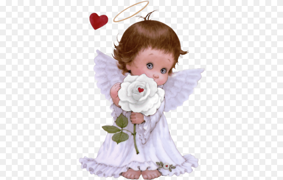 Download Angels Drawing Rose Mensagem De Bom Dia Gif, Baby, Person, Angel, Toy Free Png