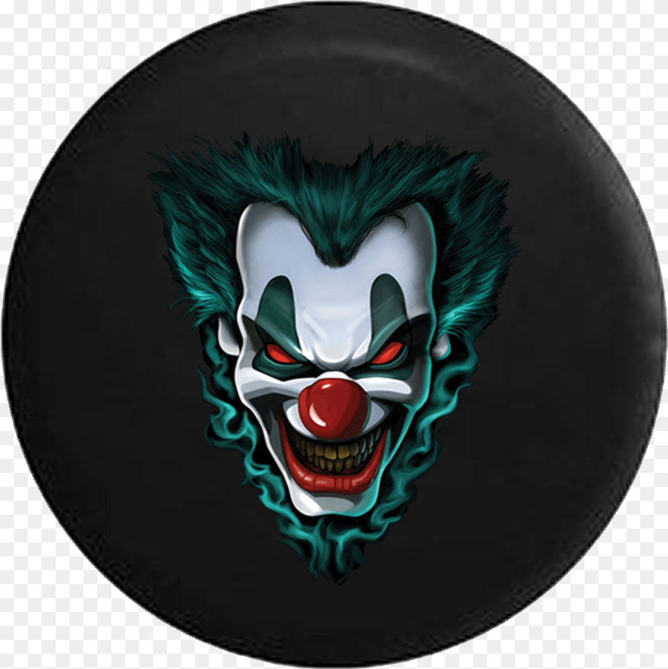 Angry Scary Clown Freakshow Jeep Camper Spare Tire Clown Drawing Scary, Plate, Face, Head, Person Free Png Download