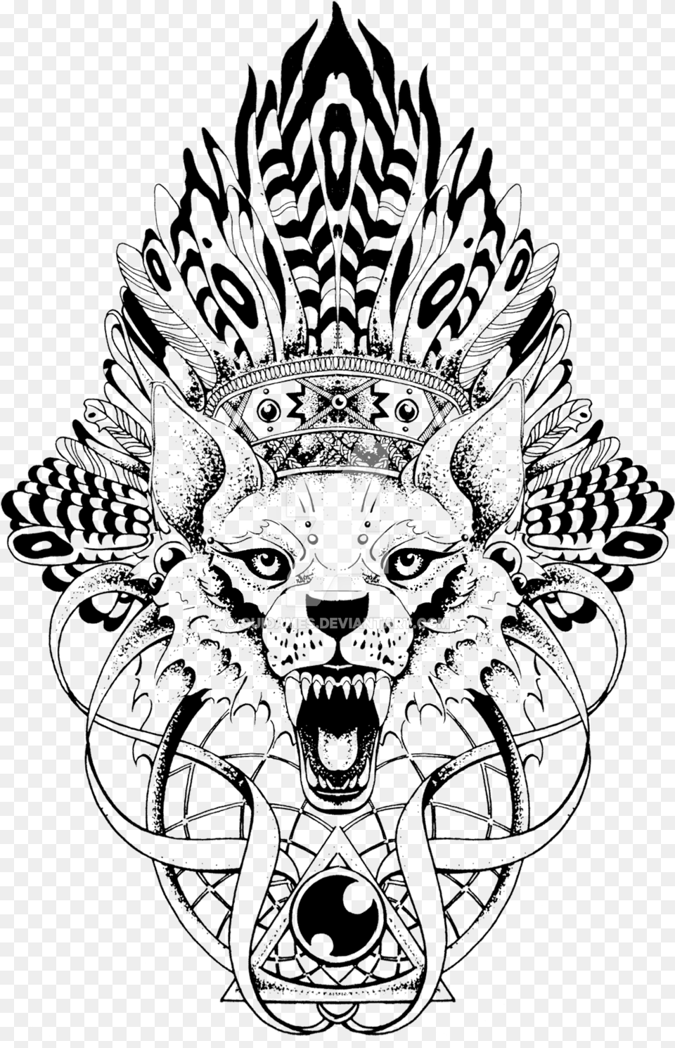Angry Wolf By Quidames D6bxdir Wolf Totem Pole Tattoo For Hand, Emblem, Symbol, Art Free Png Download