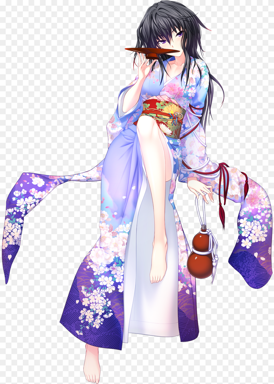 Anime Female In Kimono, Adult, Robe, Publication, Person Free Png Download