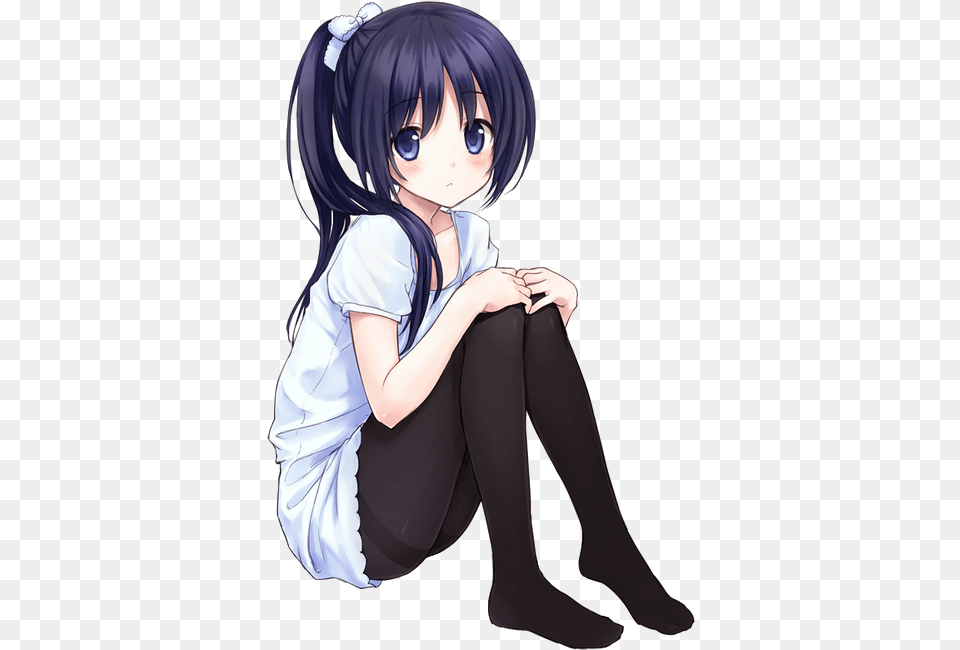 Download Anime Girl Drawing Hd Transparent Anime Girl Sitting, Book, Comics, Manga, Publication Png Image