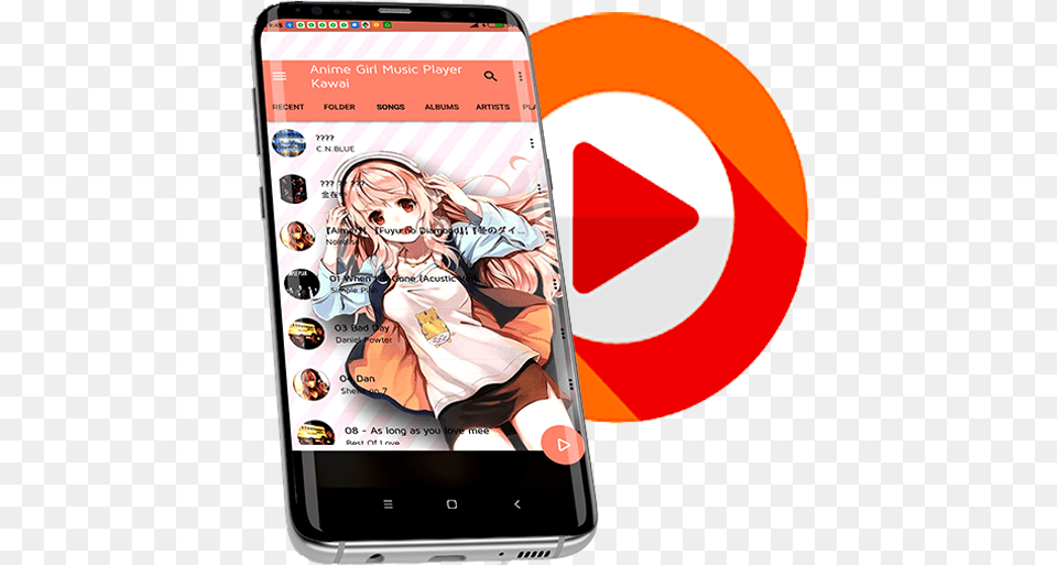 Download Anime Girl Music Player Apk Folder Icon, Book, Comics, Electronics, Mobile Phone Png Image