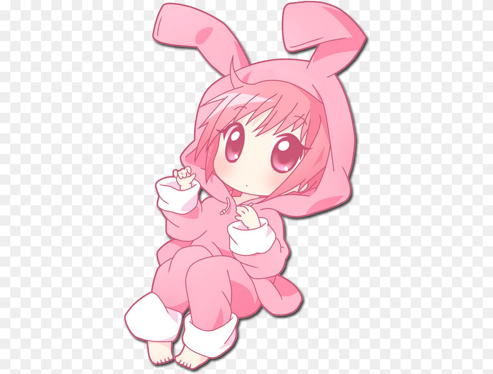 Download Anime Smile Gif Photo Cute Anime Bunny Girl Chibi, Book, Comics, Publication, Face Free Png