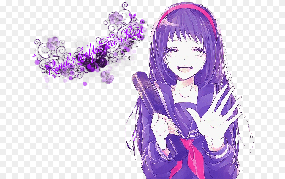 Download Anime Tears Black And Anime Girl Fake Smile Anime, Book, Comics, Purple, Publication Free Transparent Png