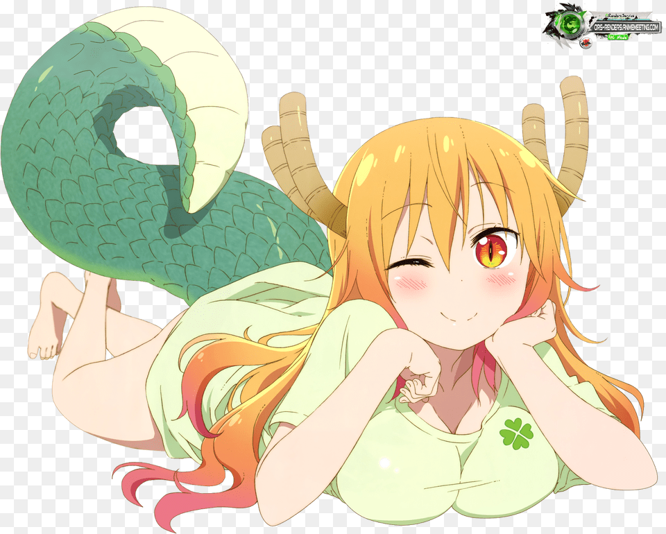 Download Anime Tohru Blonde Horns Tail Yellow Eyes Legs, Book, Comics, Publication, Baby Free Transparent Png