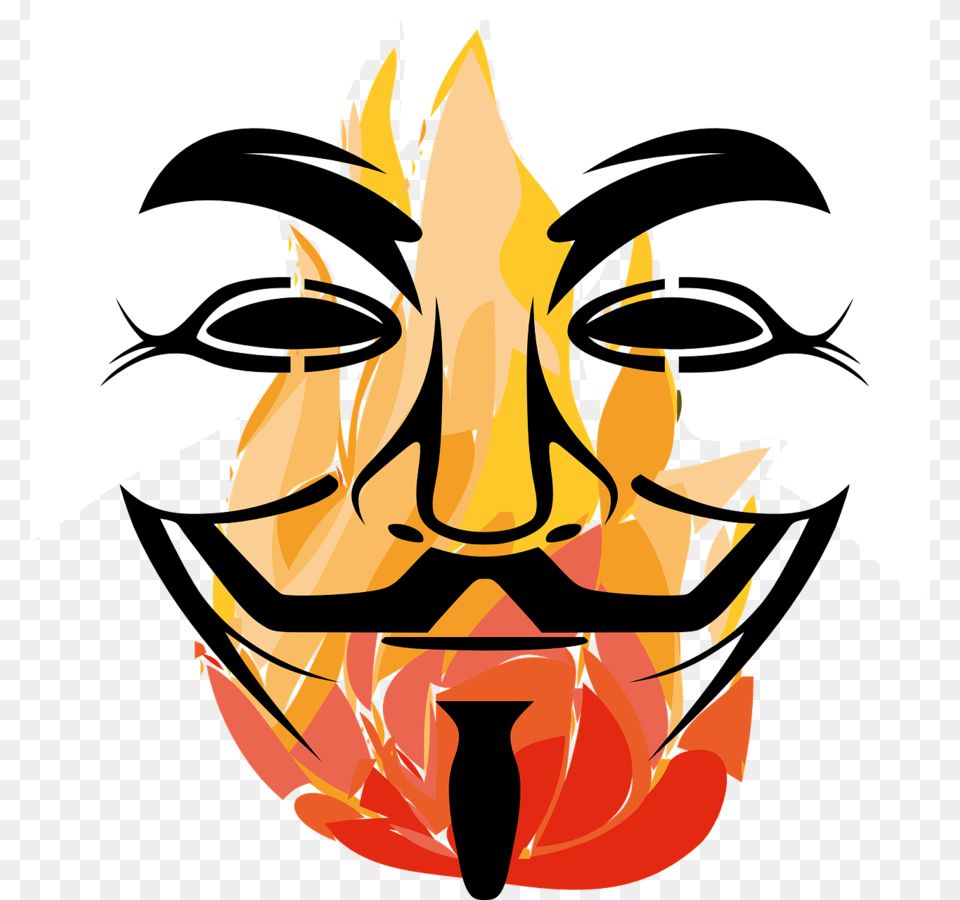 Download Anonymous Mask T Shirt Clipart T Shirt Guy Fawkes Mask, Fire, Flame, Adult, Male Png