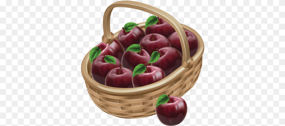 Download Apple Art Red Illustration Basket Of Apples Drawing, Produce, Plant, Fruit, Food Free Transparent Png