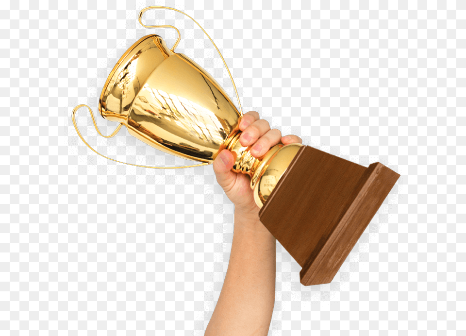 Arm Holding Gold Trophy Arm Holding Trophy, Smoke Pipe Free Png Download