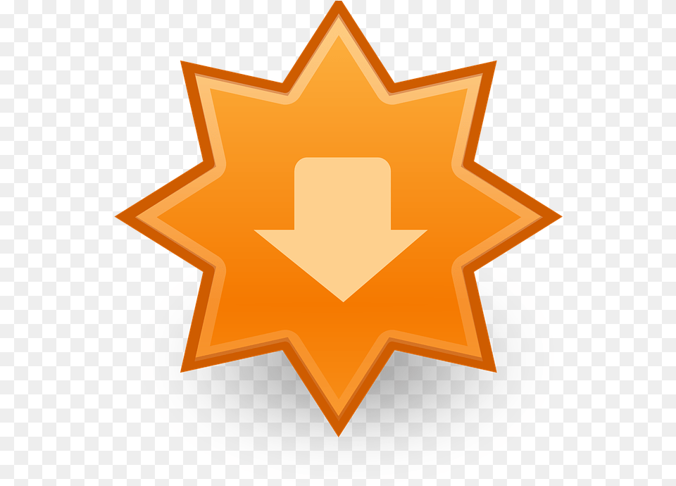 Download Arrow Down Star Badge Orange Icon Paper Mario The Thousand Year Door Bristle, Star Symbol, Symbol Free Png