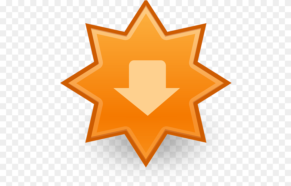 Download Arrow Down Star Badge Orange Icon Update Icon, Star Symbol, Symbol Png Image
