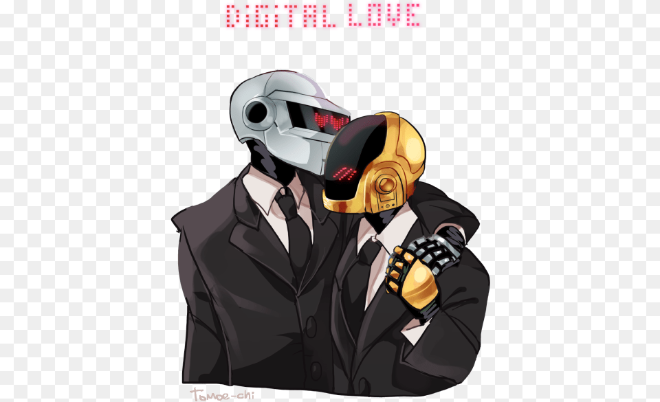 Download Art Daft Punk Digital Love Gay Robots Daft Punk Daft Punk Digital Love Art, Helmet, Book, Comics, Publication Free Png
