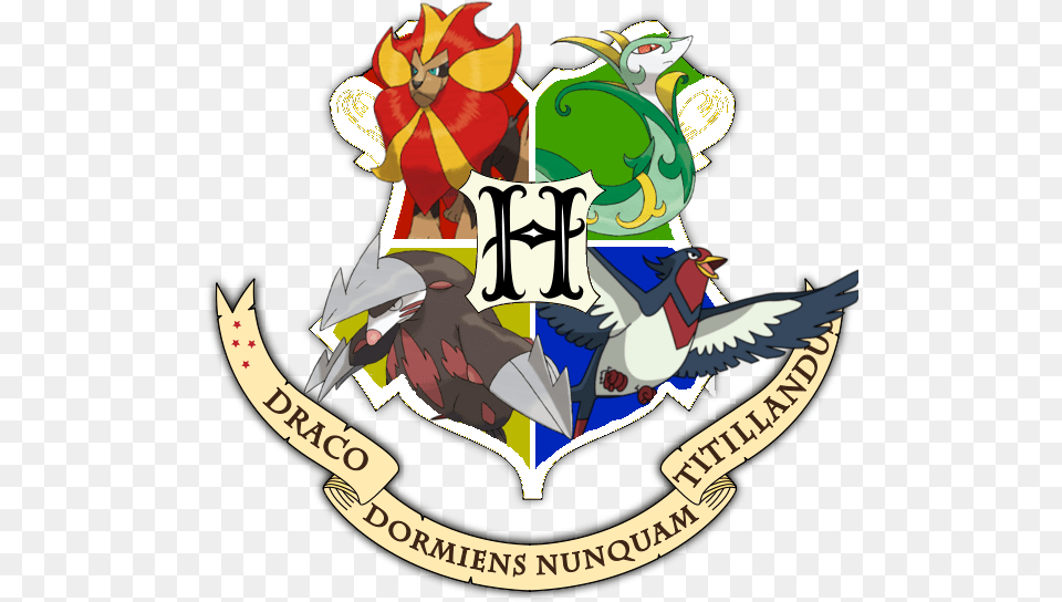 Download Artscraftsmade Pokemon Hogwarts Logo Full Size Hogwarts Coat Of Arms, Animal, Bird Png