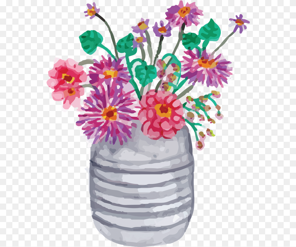 Download Asset 1 Cute Hand Painted Flowers Wall Tapestry Bouquet, Vase, Pottery, Potted Plant, Plant Free Transparent Png