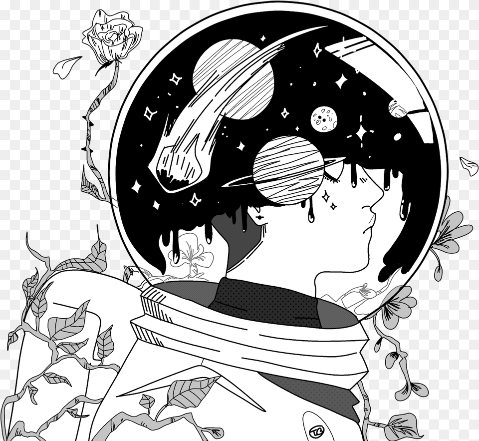 Download Astronaut Space Drawing Clipart In 2020 Astronaut Aesthetic Astronaut Drawing, Comics, Publication, Book, Plant Png