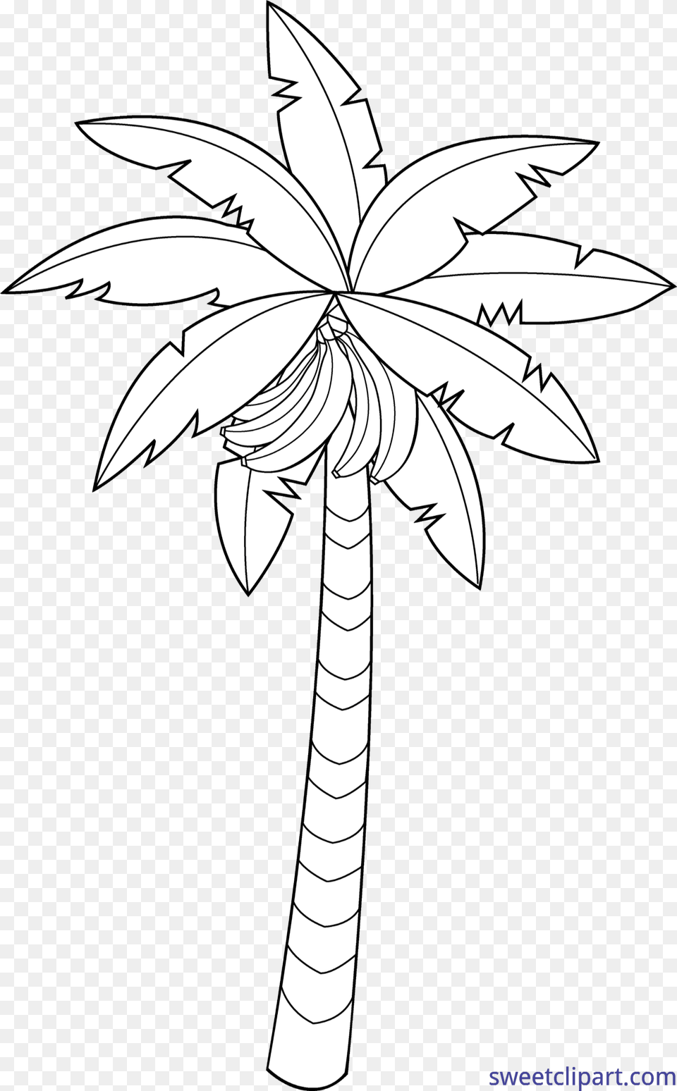 Banana Tree Drawing Easy Hd Banna Tree Easy Drawing, Palm Tree, Plant, Stencil, Animal Free Png Download