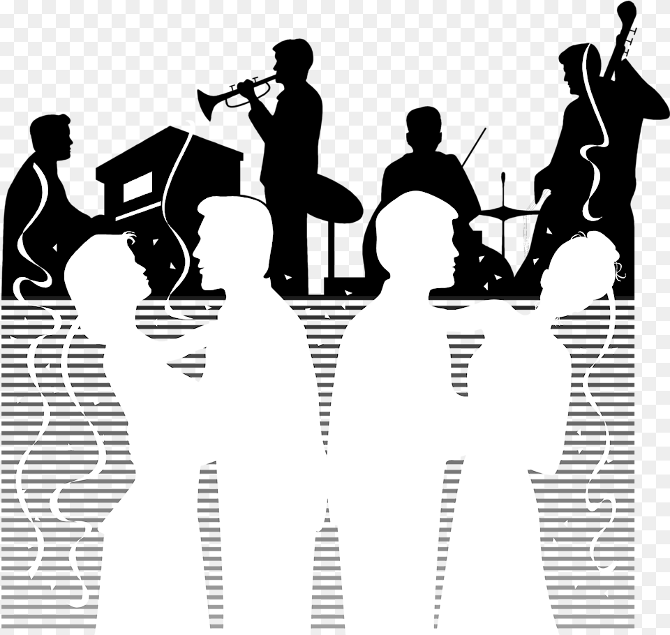 Download Band Vector Dance Music People Dancing, Silhouette, Stencil, Adult, Wedding Png Image
