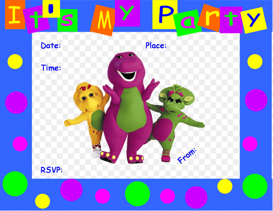 Barney Birthday Edible Image Photo 14 Quarter Barney And Friends, Toy, Baby, Person, Purple Free Png Download