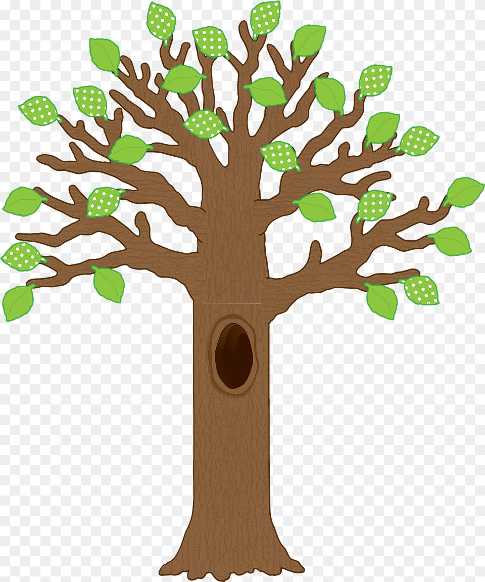 Download Big Tree With Polka Dot Leaves Tree Bulletin Board Set, Plant, Tree Trunk, Cross, Symbol Png Image