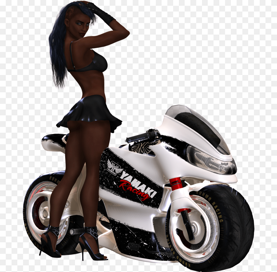 Download Biker Clipart Girl Motorbike, Spoke, Machine, Adult, Person Png