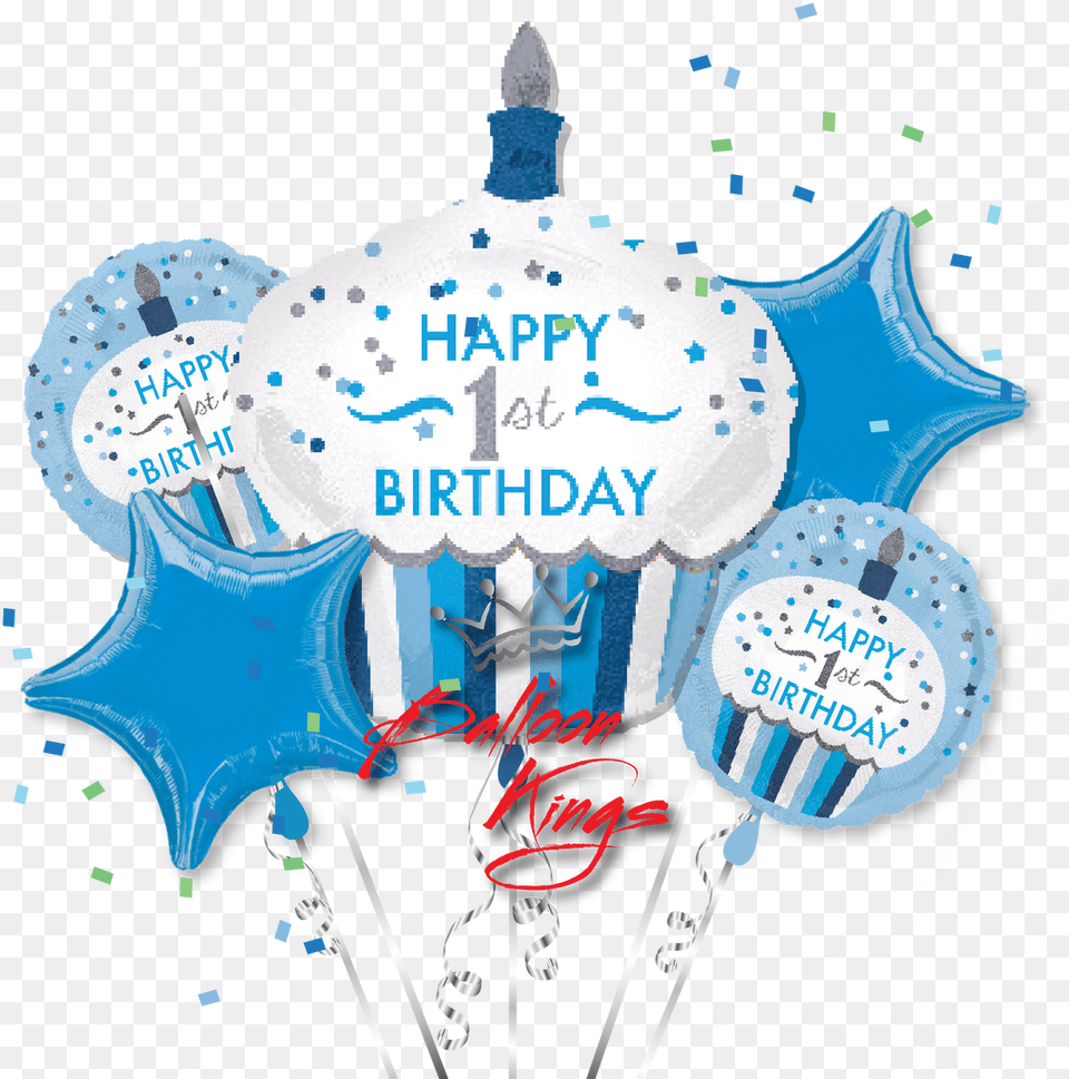 Download Birthday Boy Cupcake Bouquet Happy 1th Birthday Boy, Balloon, People, Person, Birthday Cake Png
