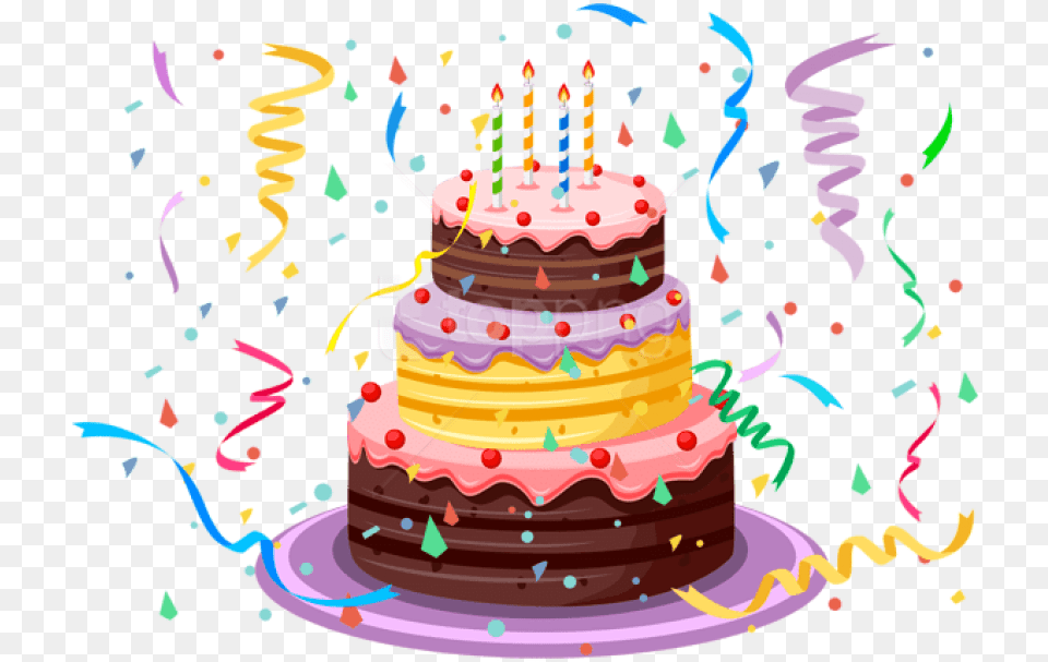 Download Birthday Cake With Confettipicture, Birthday Cake, Cream, Dessert, Food Png