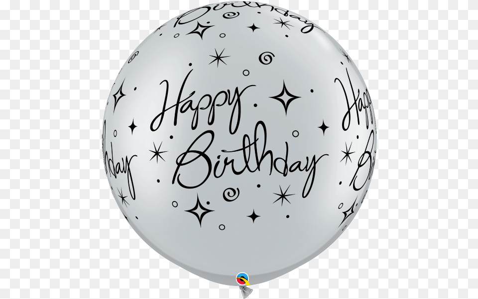 Download Birthday Sparkles Swirls A Round Silver V Happy Birthday Ballons Silber, Balloon, Sphere, Text, Clothing Free Transparent Png