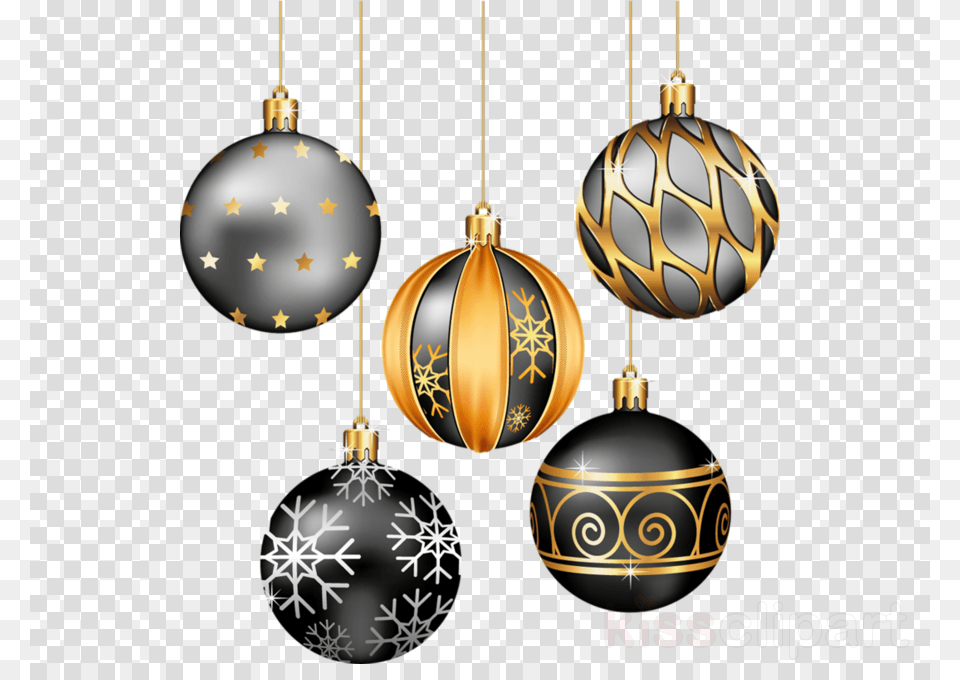 Download Black And Gold Christmas Ornaments Clipart Christmas Decorations Black And Gold, Accessories Png