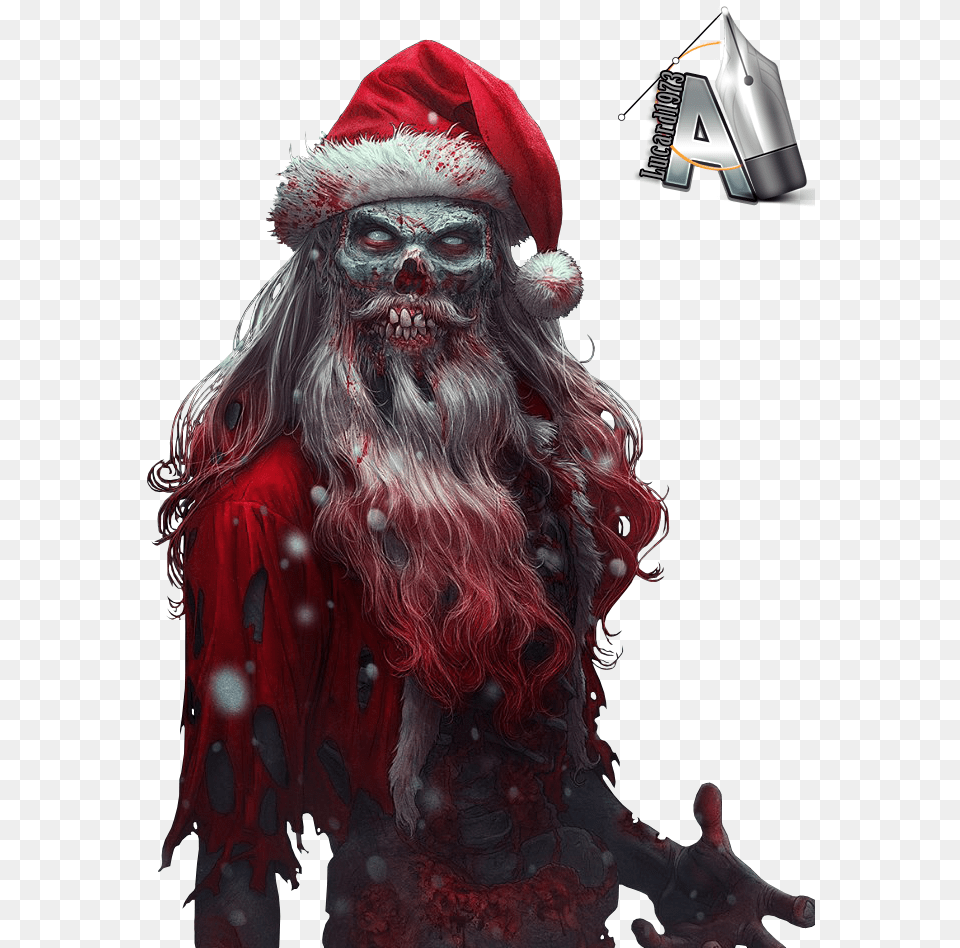 Download Black And White Library Claus Christmas Rudolph Zombie Santa Claus, Head, Face, Portrait, Photography Free Png