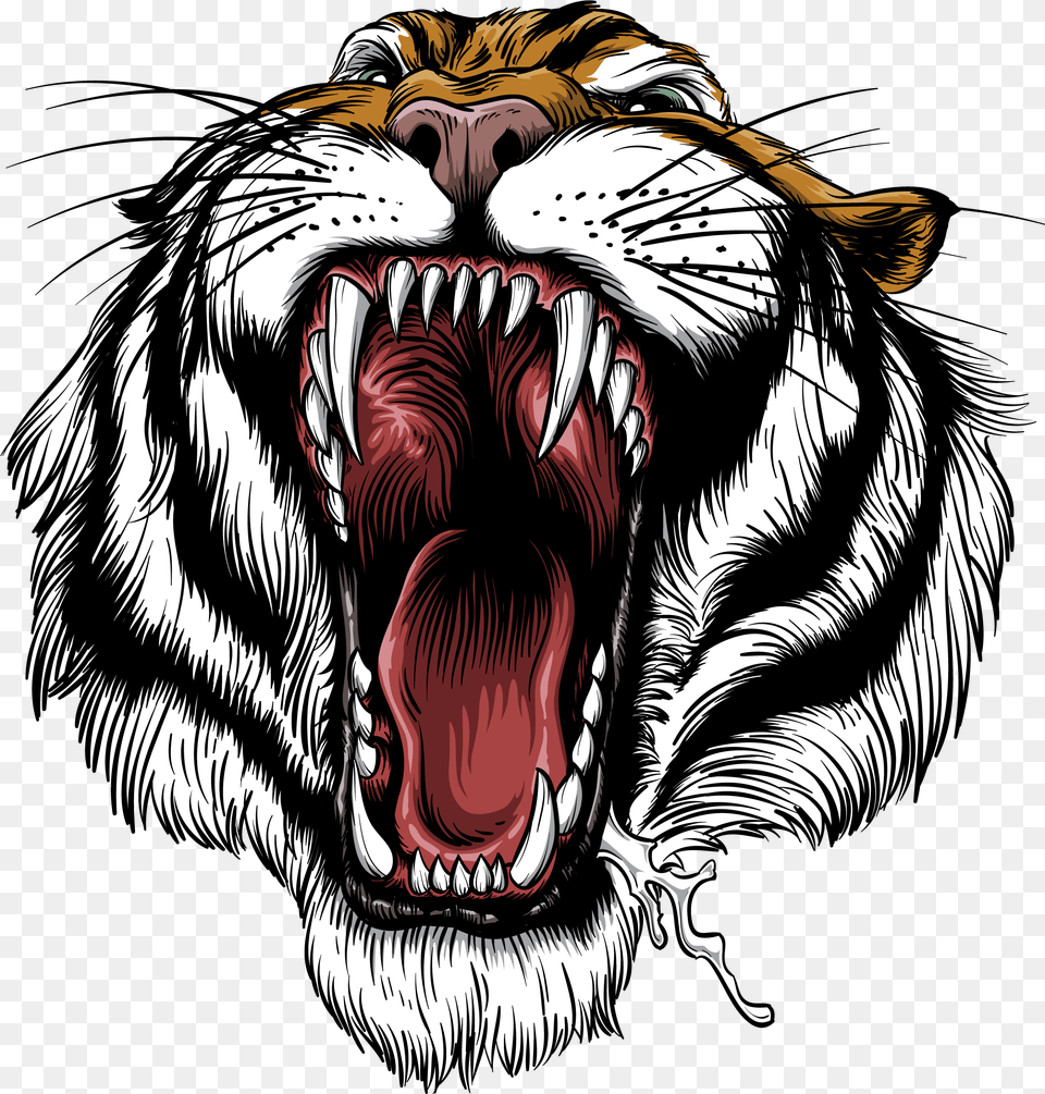 Download Black And White Library Vector Angry Tiger Logo, Adult, Person, Woman, Female Free Transparent Png