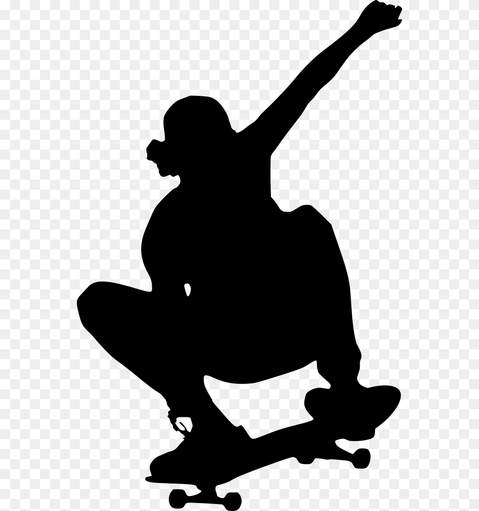 Download Black And White Skateboarder, Gray Png