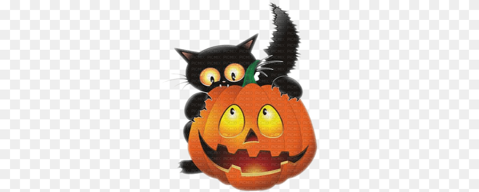 Download Black Cat Halloween Pumpkin Chat Noir Halloween Pumpkins Halloween Clipart, Vegetable, Produce, Food, Plant Free Transparent Png