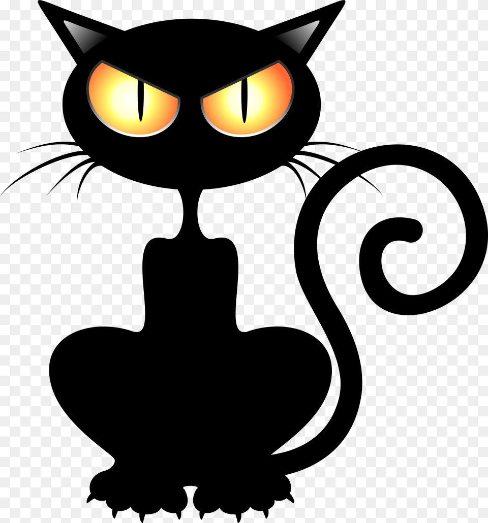Download Black Cat Vector Halloween Black Cat Cartoon, Animal, Mammal, Pet Free Png