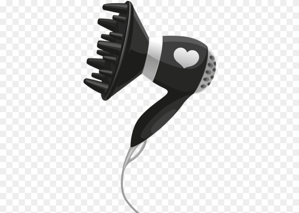 Download Black Hairdryer With Heart Clipart Hand, Appliance, Device, Electrical Device, Blow Dryer Free Png