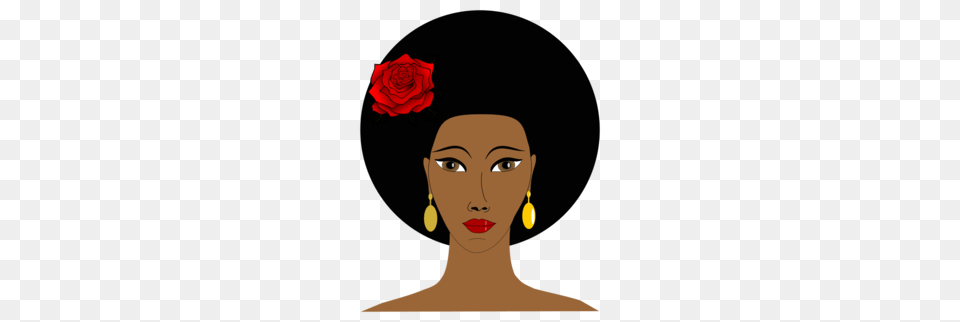 Download Black Woman Icon Clipart Black Afro Clip Art Black, Accessories, Rose, Plant, Person Png Image