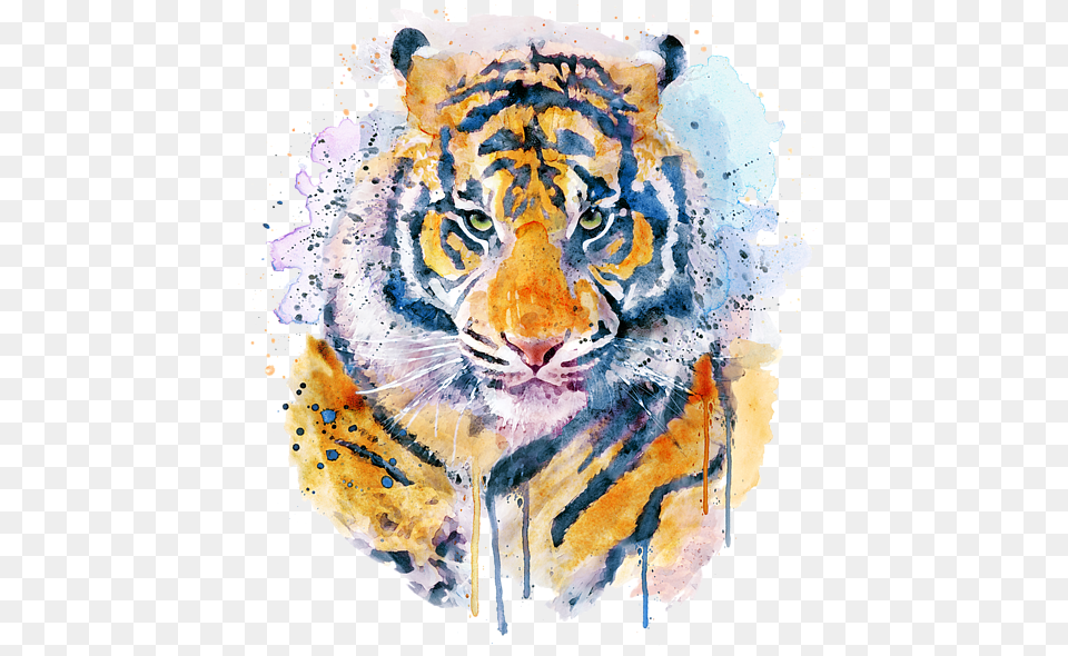 Download Bleed Area May Not Be Visible Tiger Face Watercolor, Animal, Mammal, Wildlife, Art Png