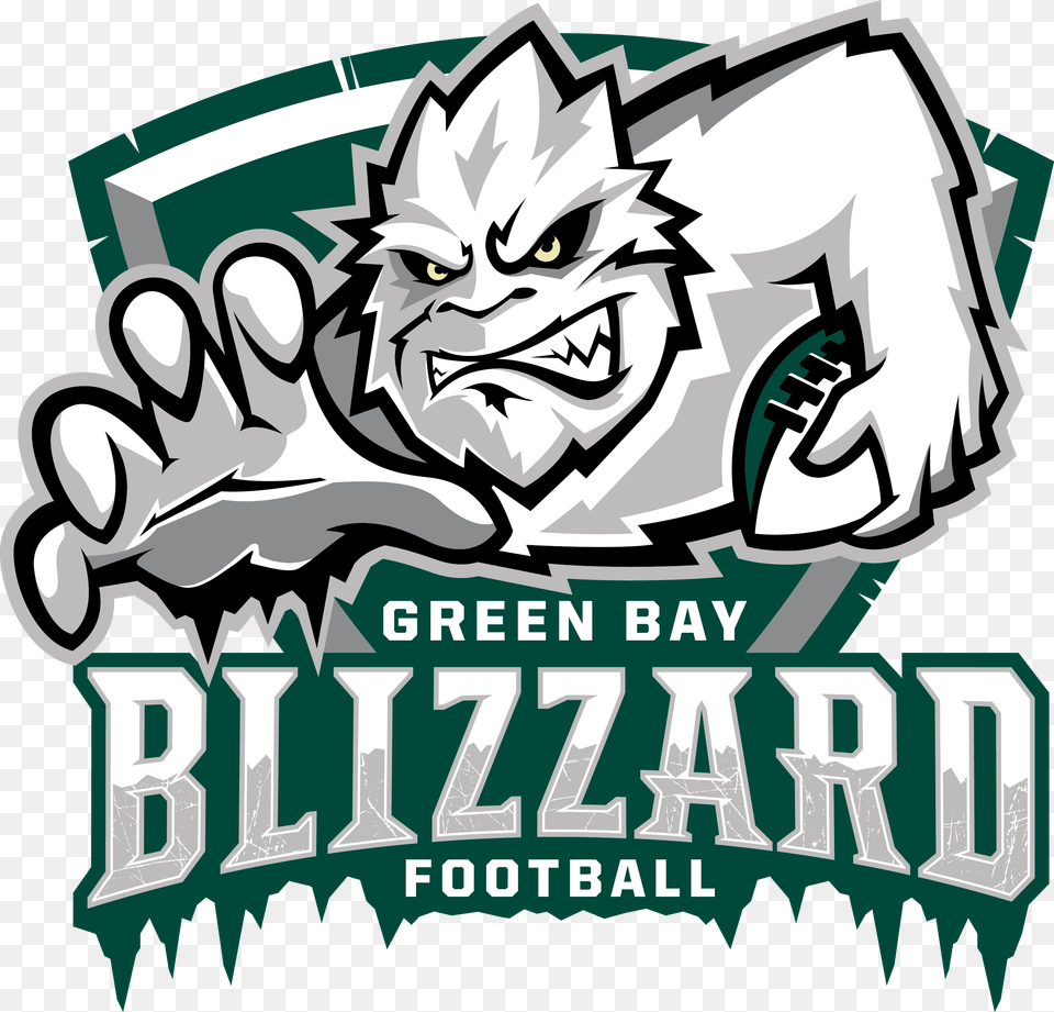 Download Blizzard Drop Season Finale In Green Bay Blizzard Football Logo, Advertisement, Poster, Face, Head Free Transparent Png