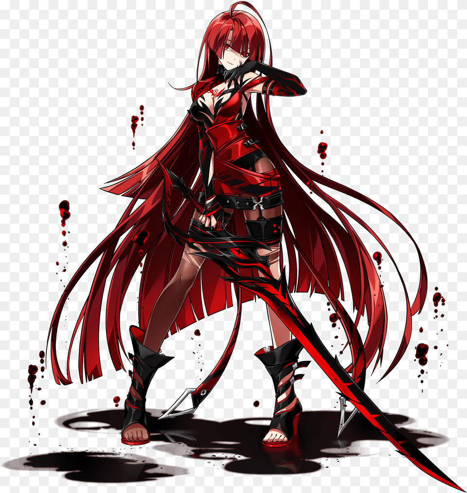 Download Bloody Queen Elsword Bloody Queen Fanart Red Hair Anime Girl, Book, Comics, Publication, Adult Png Image
