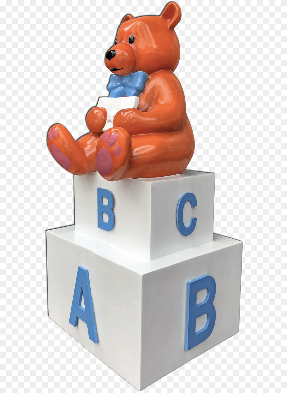 Download Blue Baby Block Teddy Bear Animal Figure Hd Birthday Cake, Figurine, Text, Teddy Bear, Toy Png