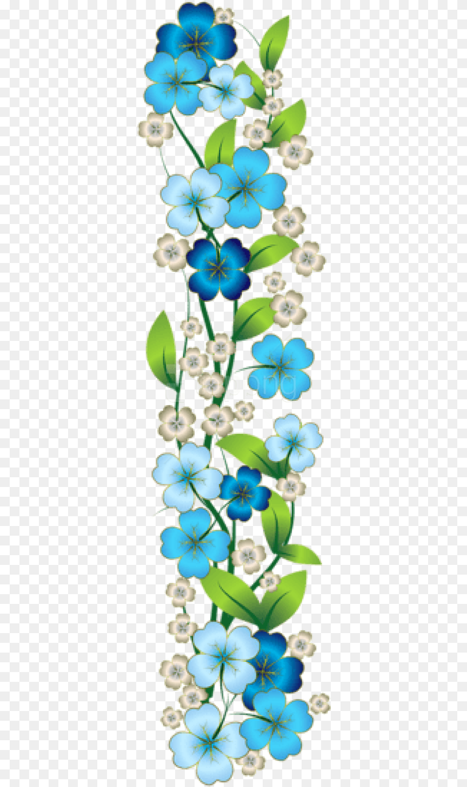 Download Blue Flower Decor Clipart Photo Blue Yellow Flower Border, Pattern, Art, Floral Design, Graphics Free Transparent Png