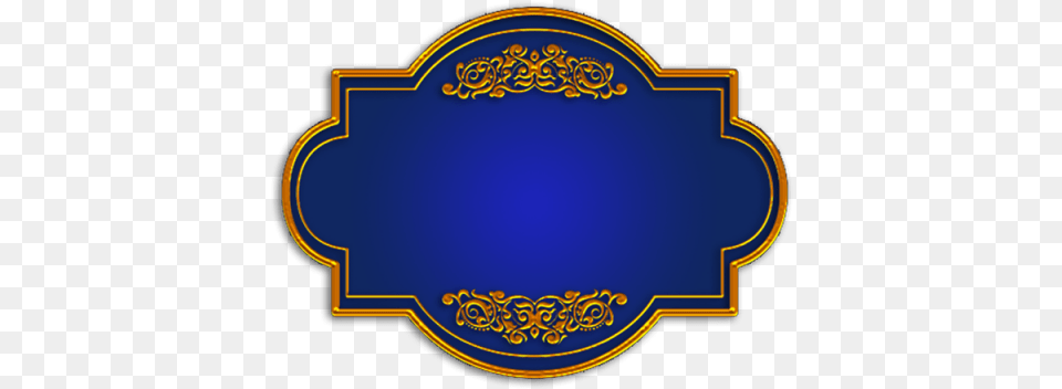 Download Blue Gold Title Board Emblem, Logo, Symbol, Food, Ketchup Free Png