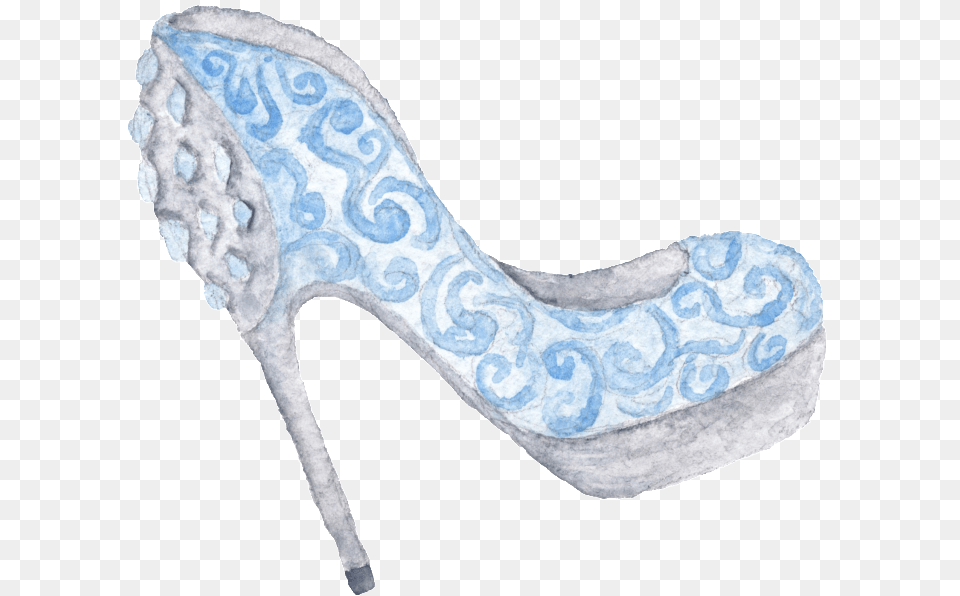 Blue Hand Drawn High Heel Cartoon Snow Transparent High Heels Watercolor Transparent, Clothing, Footwear, High Heel, Shoe Free Png Download