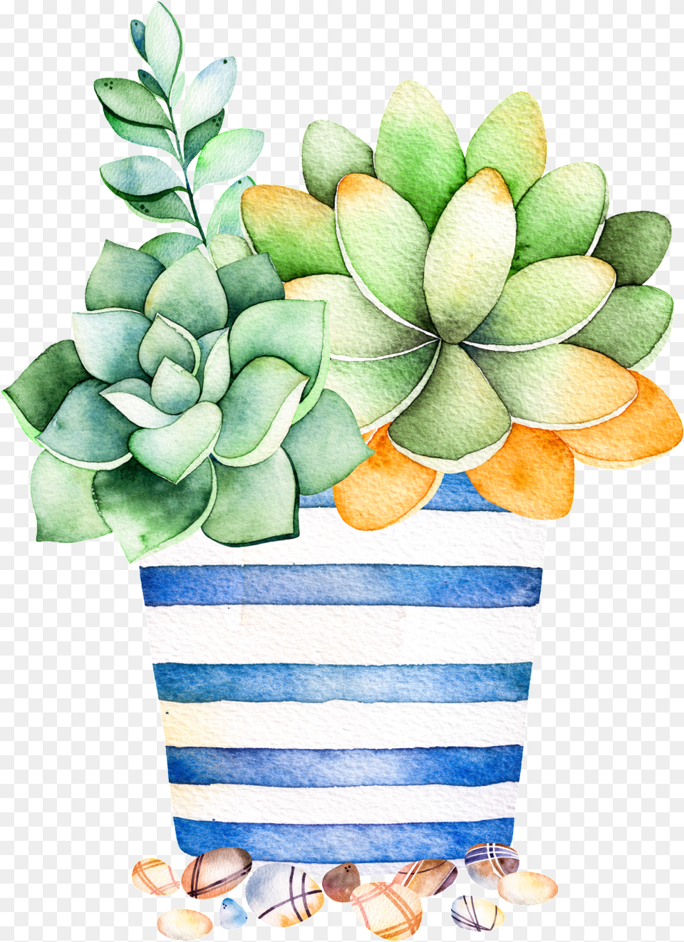 Download Blue Striped Flower Pot Pot Flower Cartoon, Vase, Pottery, Potted Plant, Planter Free Transparent Png